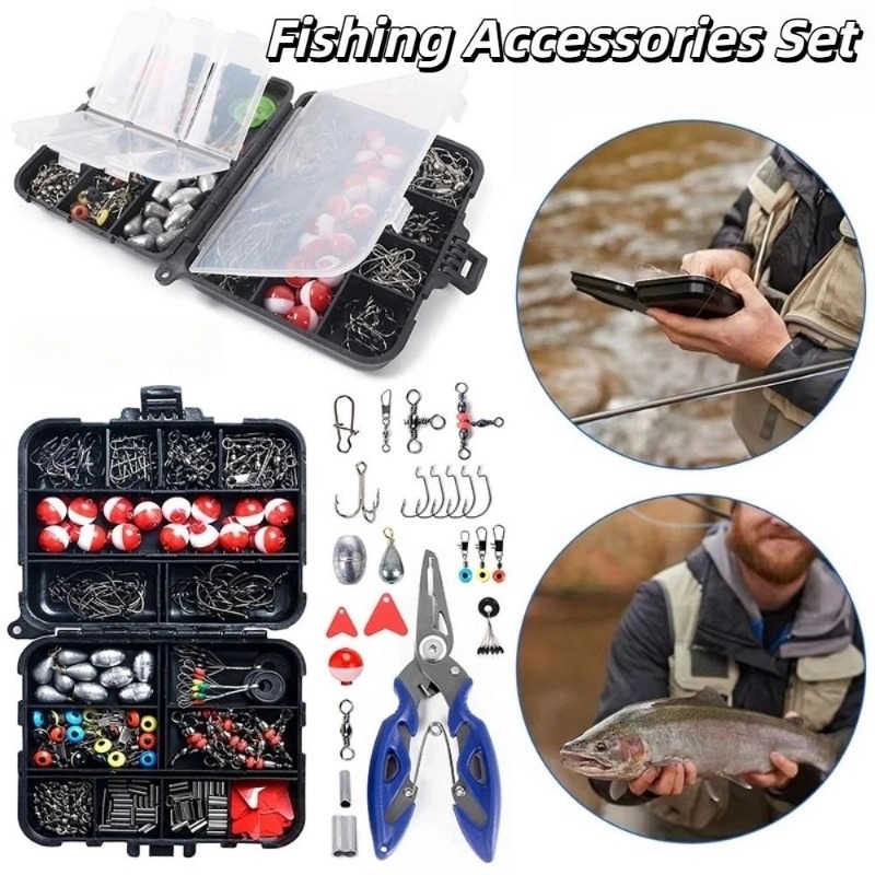Fishing Hook Box - ชุดอุปกรณ์ตกปลาแบบลอยน้ำ 1 ชุด พร้อมตะขอเบ็ดตกปลาคาร์พ อุปกรณ์ตกปลาพร้อมกล่อง ชุดเหยื่อล่อและอุปกรณ์ตกปลา