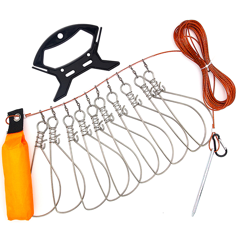 Fishing Hook Stainless Steel - ใหม่【สายล็อคตกปลาสแตนเลสพร้อมตะขอ 5 ตัว สายลอยควบคุมปลาพร้อมปลั๊กติดพื้น อุปกรณ์ตกปลา】