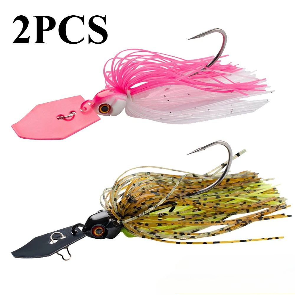 Fishing Hook Weedless - ชุดเหยื่อตกปลาแบบสปินเนอร์เบท 2 ชิ้น น้ำหนัก 7g/9g/12g/14g/21g พร้อมใบพัดโลหะกันติดพืชน้ำ